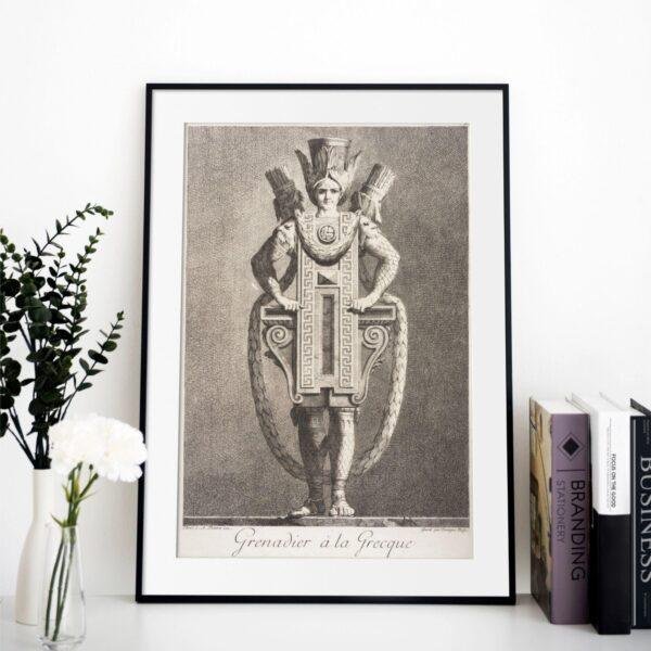 Greek Mythology Art Print – Masquerade Grenadier Poster, Ancient Sculpture, Greece, Light Academia Decor