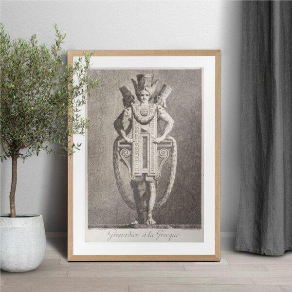 Greek Mythology Art Print – Masquerade Grenadier Poster, Ancient Sculpture, Greece, Light Academia Decor