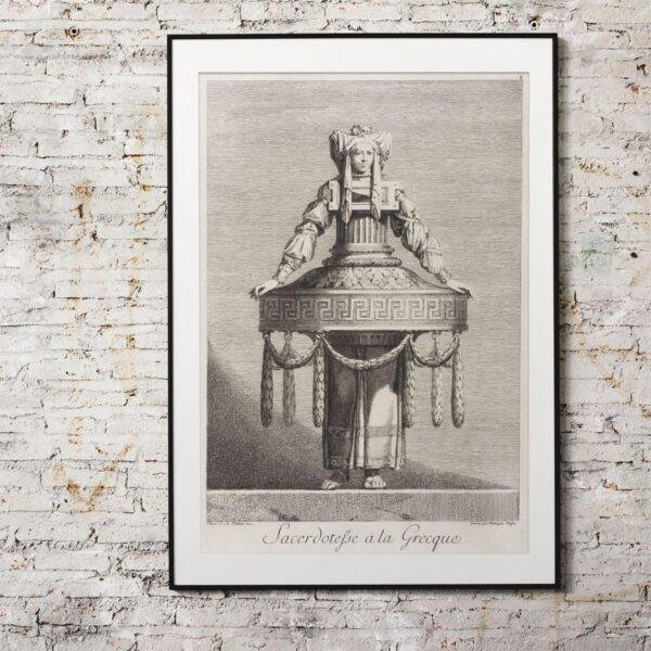 Greek Mythology Art Print – Masquerade Priestess Poster, Ancient Sculpture, Goddess, Light Academia Decor