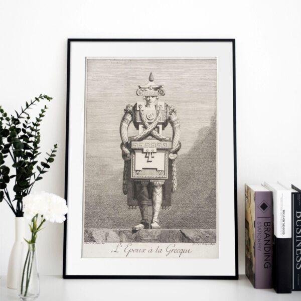 Greek Mythology Art Print – Masquerade Groom Poster, Ancient Sculpture, Greece, Light Academia Decor