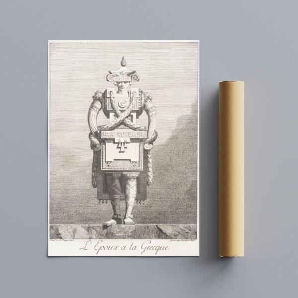Greek Mythology Art Print – Masquerade Groom Poster, Ancient Sculpture, Greece, Light Academia Decor