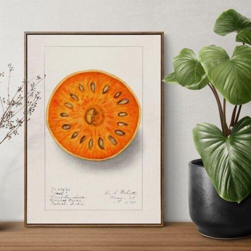 Country Life Educational Poster - Bael, Watercolor Painting, Smooth Matte Art Print