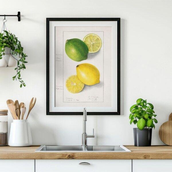 Country Life Educational Poster - Lemon, Watercolor Painting, Smooth Matte Art Print