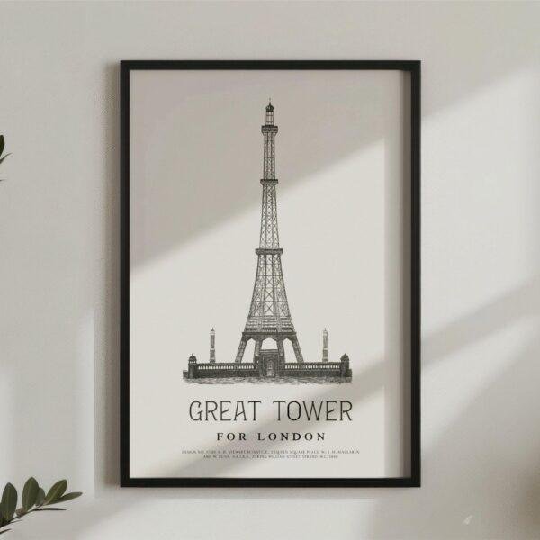London Landmark Art - Great Tower Wembley Park, Design No. 37, Architecture Sketch, Matte Print