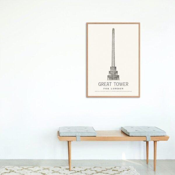 London Landmark Art - Great Tower Wembley Park, Design No. 19, Architecture Sketch, Matte Print