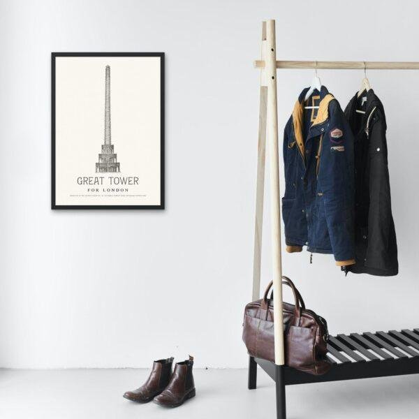 London Landmark Art - Great Tower Wembley Park, Design No. 19, Architecture Sketch, Matte Print