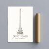London Landmark Art - Great Tower Wembley Park, Design No. 19, Architecture Sketch, Matte Print