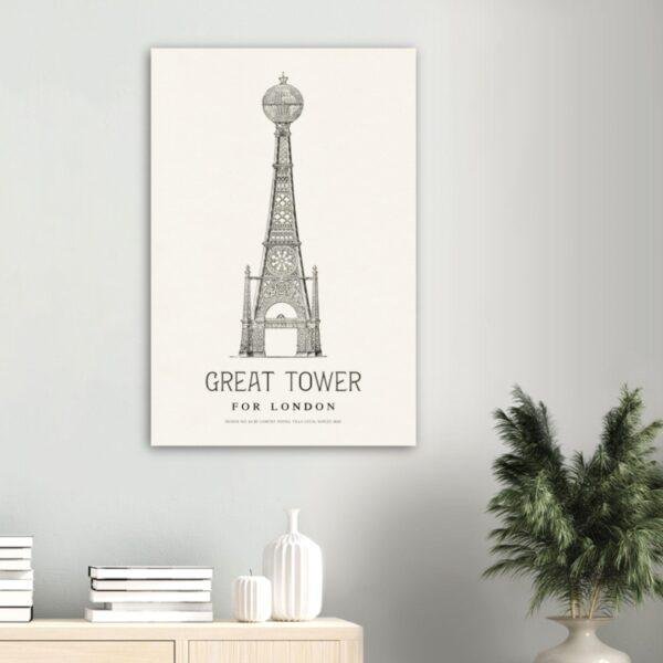 London Landmark Art - Great Tower Wembley Park, Design No. 64, Architecture Sketch, Matte Print