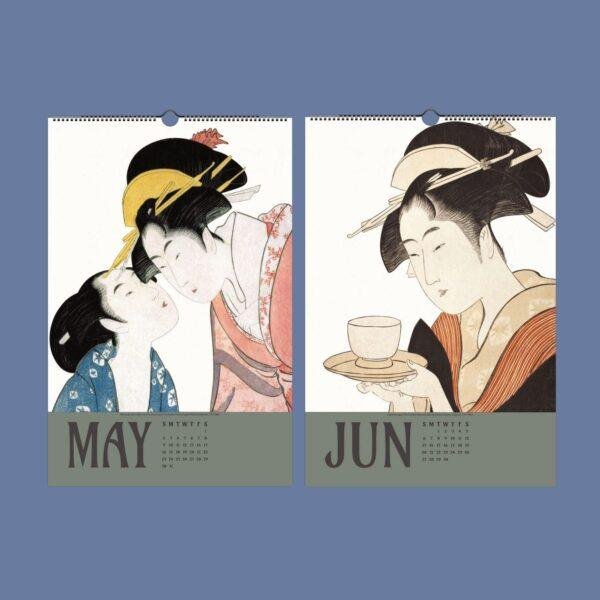 Kitagawa Utamaro Wall Calendar - Japanese Artist, Ukiyo e Art, Semi-Glossy Paper