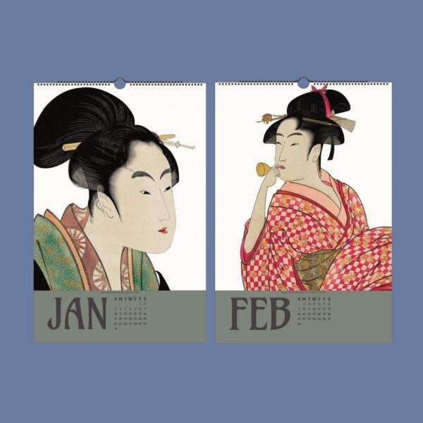 Kitagawa Utamaro Wall Calendar - Japanese Artist, Ukiyo e Art, Semi-Glossy Paper