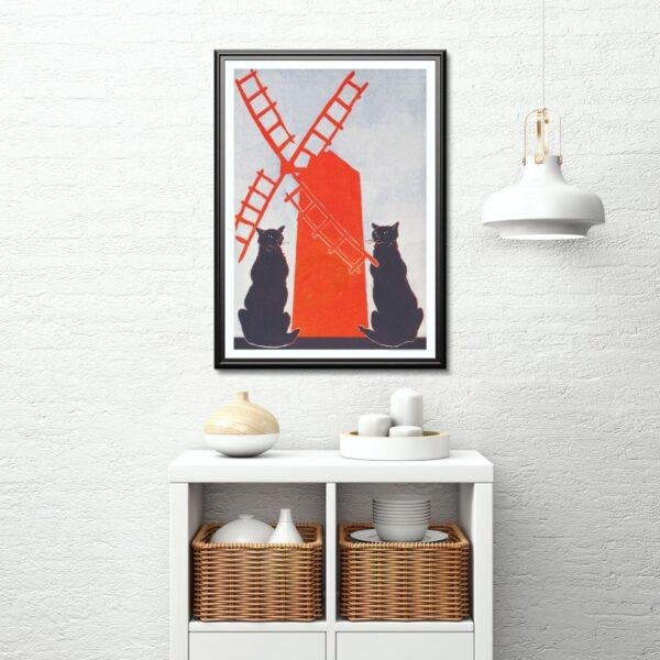 Edward Penfield – Black Cats & Windmill, Bohemian Decor, Smooth Matte Art Print