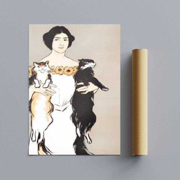 Edward Penfield – Feline Elegance, Bohemian Decor, Smooth Matte Art Print