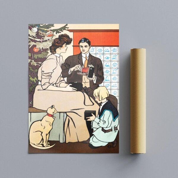 Edward Penfield – Holiday Fireside, Bohemian Decor, Smooth Matte Art Print