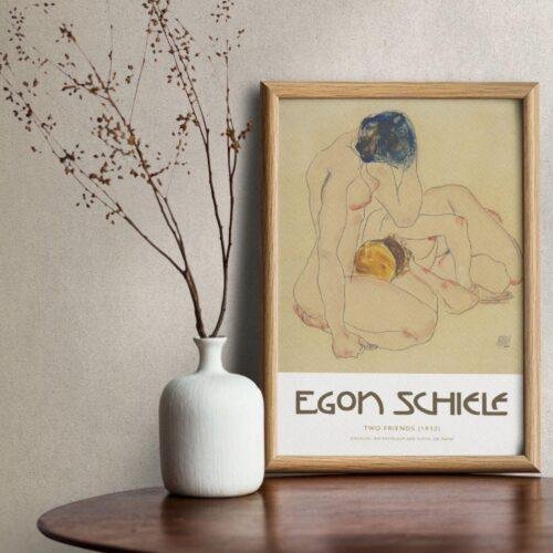Egon Schiele - Two Friends, Expressionist Masterpiece, Smooth Matte Art Print