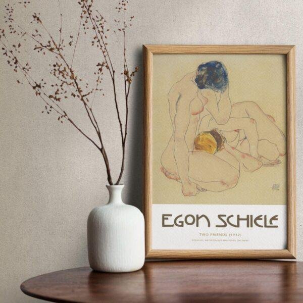 Egon Schiele - Two Friends, Expressionist Masterpiece, Smooth Matte Art Print