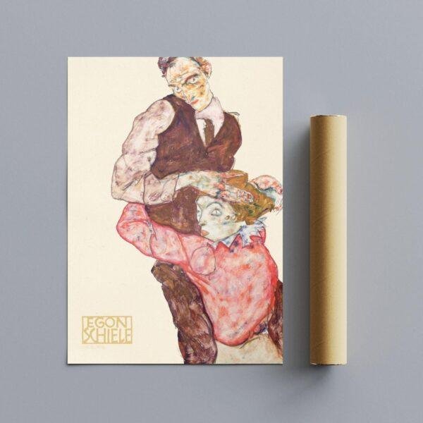 Egon Schiele - Lovers, Expressionist Masterpiece, Smooth Matte Art Print