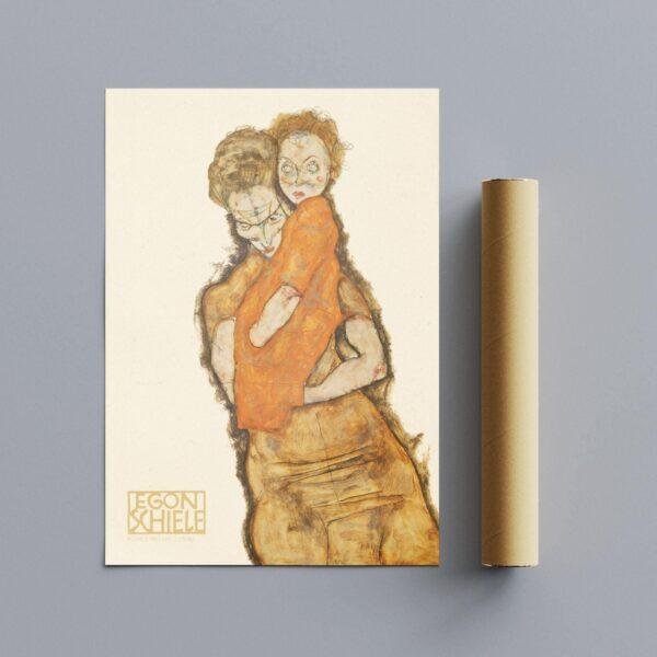 Egon Schiele - Mother & Child, Expressionist Masterpiece, Smooth Matte Art Print