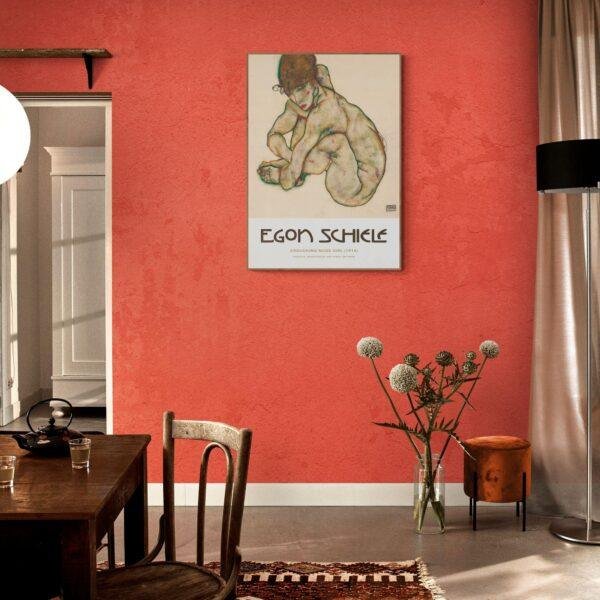 Egon Schiele - Crouching Nude Girl, Expressionist Masterpiece, Smooth Matte Art Print