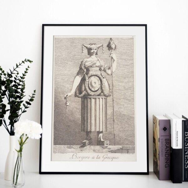 Greek Mythology Art Print – Masquerade Shepherdess Poster, Ancient Sculpture, Goddess, Light Academia Decor