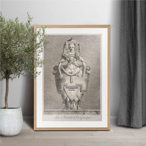 Greek Mythology Art Print – Masquerade Bride Poster, Ancient Sculpture, Goddess, Light Academia Decor