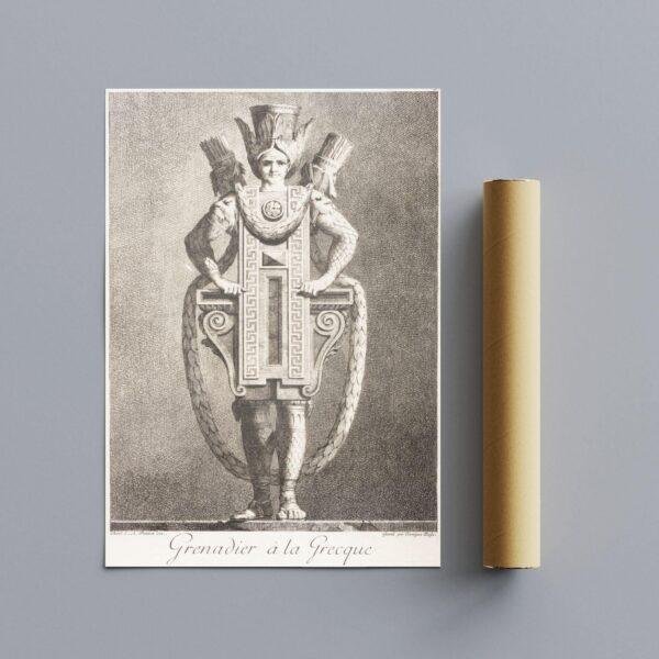 Greek Mythology Art Print – Masquerade Grenadier Poster, Ancient Sculpture, Greece, Light Academia Decor