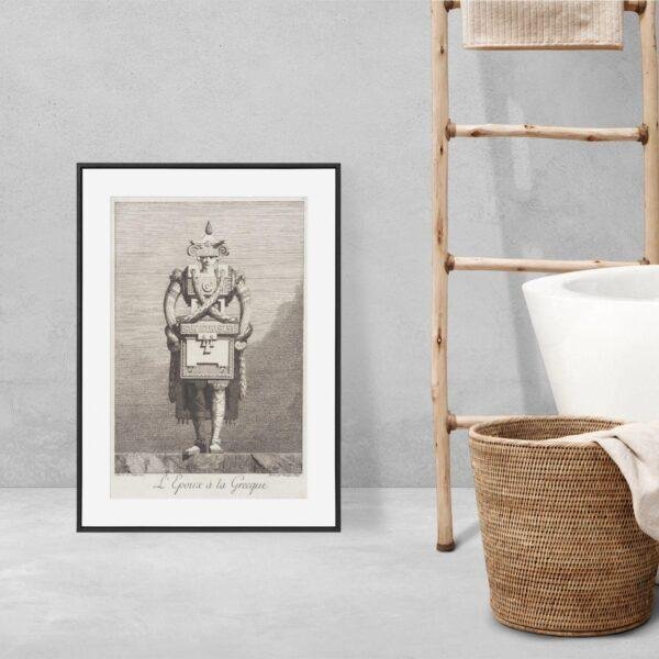Greek Mythology Art Print – Masquerade Groom Poster, Ancient Sculpture, Greece, Light Academia Decor