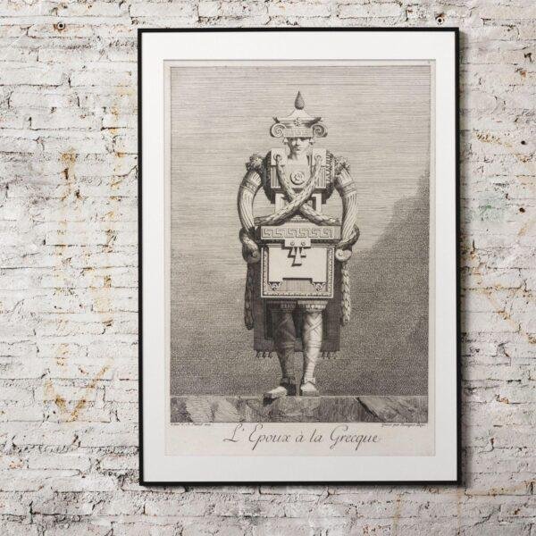 Greek Mythology Art Print – Masquerade Groom Poster, Ancient Sculpture, Greece, Light Academia Decor