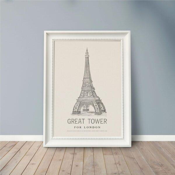 London Landmark Art - Great Tower Wembley Park, Design No. 66, Architecture Sketch, Matte Print