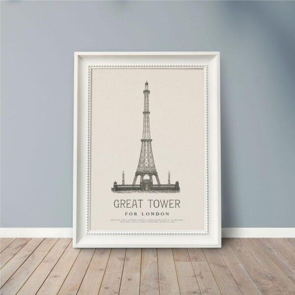 London Landmark Art - Great Tower Wembley Park, Design No. 37, Architecture Sketch, Matte Print
