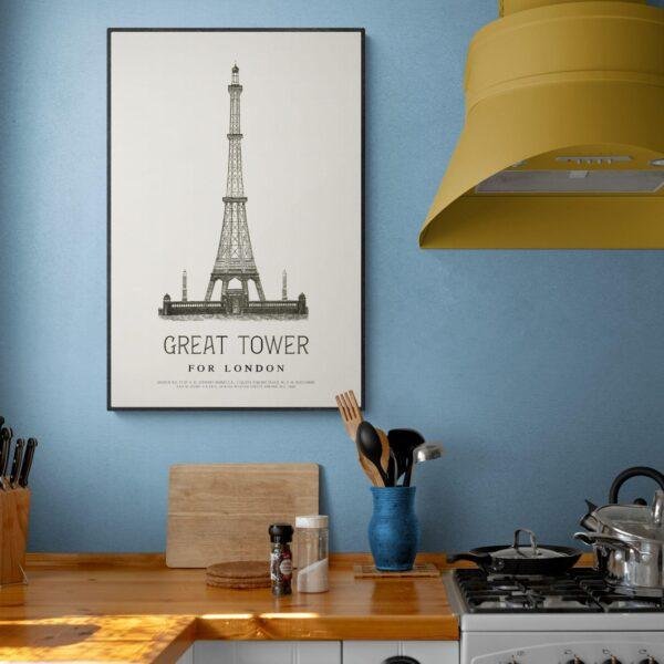 London Landmark Art - Great Tower Wembley Park, Design No. 37, Architecture Sketch, Matte Print