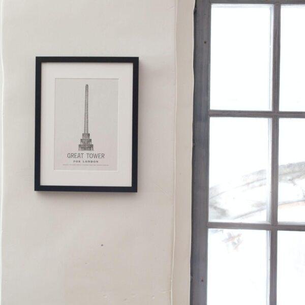 London Landmark Art - Great Tower Wembley Park, Design No. 19, Architecture Sketch, Matte Print