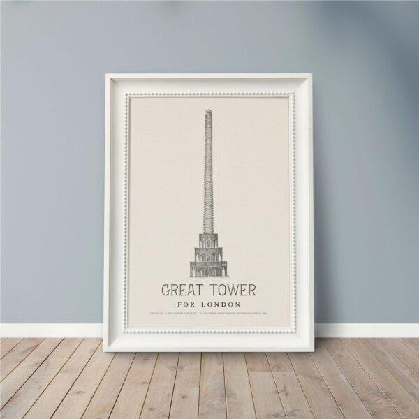 London Landmark Art - Great Tower Wembley Park, Design No. 19, Architecture Sketch, Matte Print