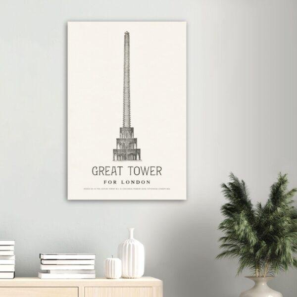 London Landmark Art - Great Tower Wembley Park, Design No. 19, Architecture Sketch, Matte Print