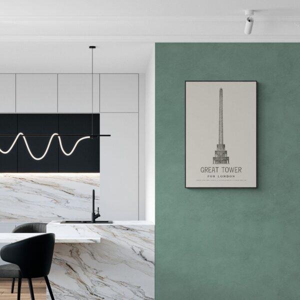 London Landmark Art - Great Tower Wembley Park, Design No. 19, Architecture Sketch, Matte Print