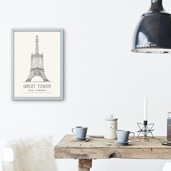 London Landmark Art - Great Tower Wembley Park, Design No. 18, Architecture Sketch, Matte Print
