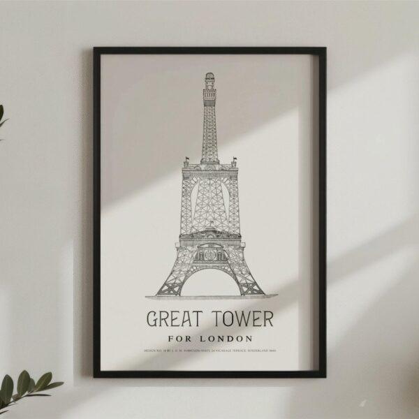 London Landmark Art - Great Tower Wembley Park, Design No. 18, Architecture Sketch, Matte Print