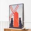 Edward Penfield – Black Cats & Windmill, Bohemian Decor, Smooth Matte Art Print