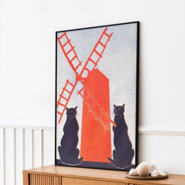 Edward Penfield – Black Cats & Windmill, Bohemian Decor, Smooth Matte Art Print