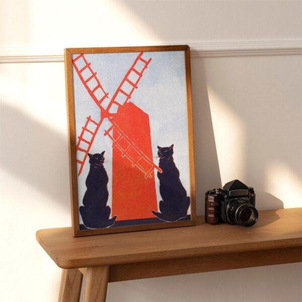 Edward Penfield – Black Cats & Windmill, Bohemian Decor, Smooth Matte Art Print