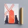 Edward Penfield – Black Cats & Windmill, Bohemian Decor, Smooth Matte Art Print