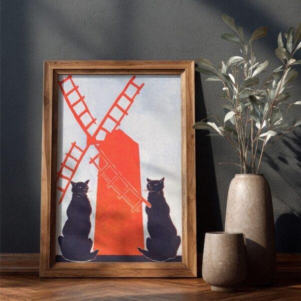 Edward Penfield – Black Cats & Windmill, Bohemian Decor, Smooth Matte Art Print