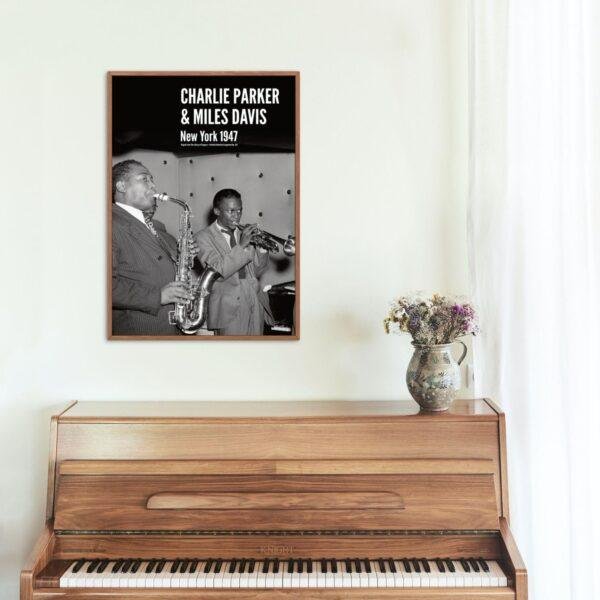 Charlie Parker & Miles Davis – Jazz Music Poster, New York 1947, Smooth Matte Art Print
