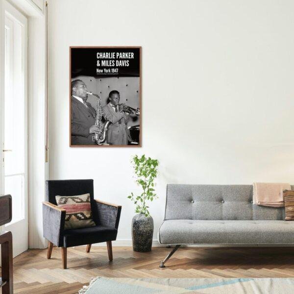 Charlie Parker & Miles Davis – Jazz Music Poster, New York 1947, Smooth Matte Art Print