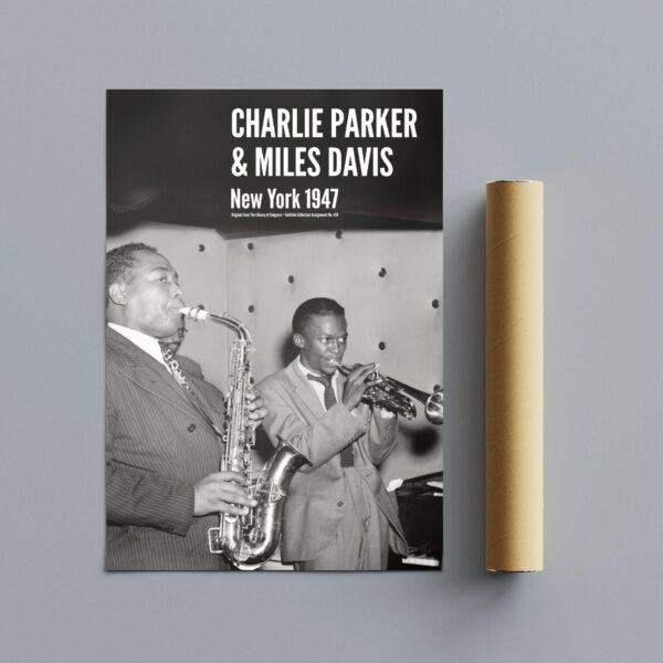 Charlie Parker & Miles Davis – Jazz Music Poster, New York 1947, Smooth Matte Art Print