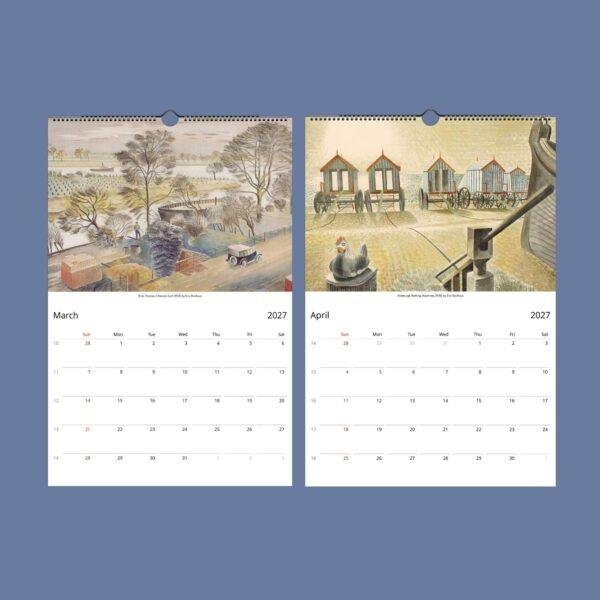 Eric Ravilious Wall Calendar – British Artist, Coastal Watercolor, Artistic Present, Semi-Glossy Paper
