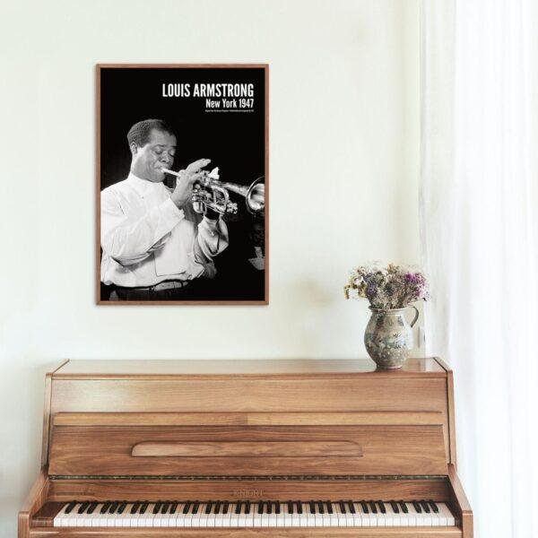 Louis Armstrong  – Jazz Music Poster, Carnegie Hall NYC 1947, Smooth Matte Art Print