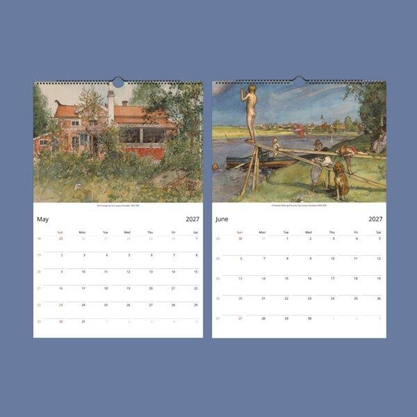Carl Larsson Wall Calendar – Swedish Folk Art, Nordic Artwork, Semi-Glossy Paper