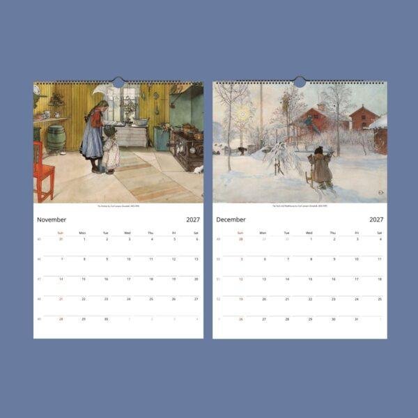 Carl Larsson Wall Calendar – Swedish Folk Art, Nordic Artwork, Semi-Glossy Paper