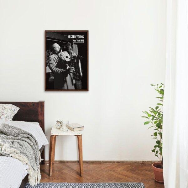 Lester Young - Jazz Music Poster, Famous Door NYC 1946, Gallery Matte