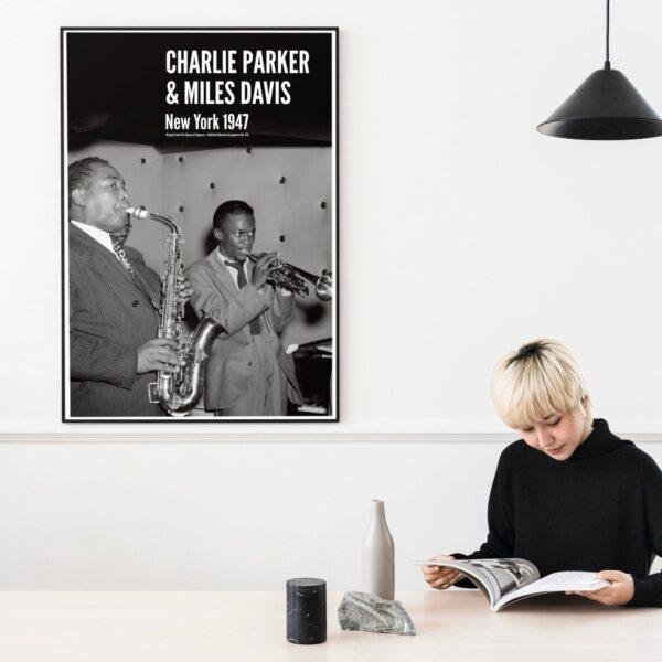 Charlie Parker & Miles Davis – Jazz Music Poster, New York 1947, Smooth Matte Art Print